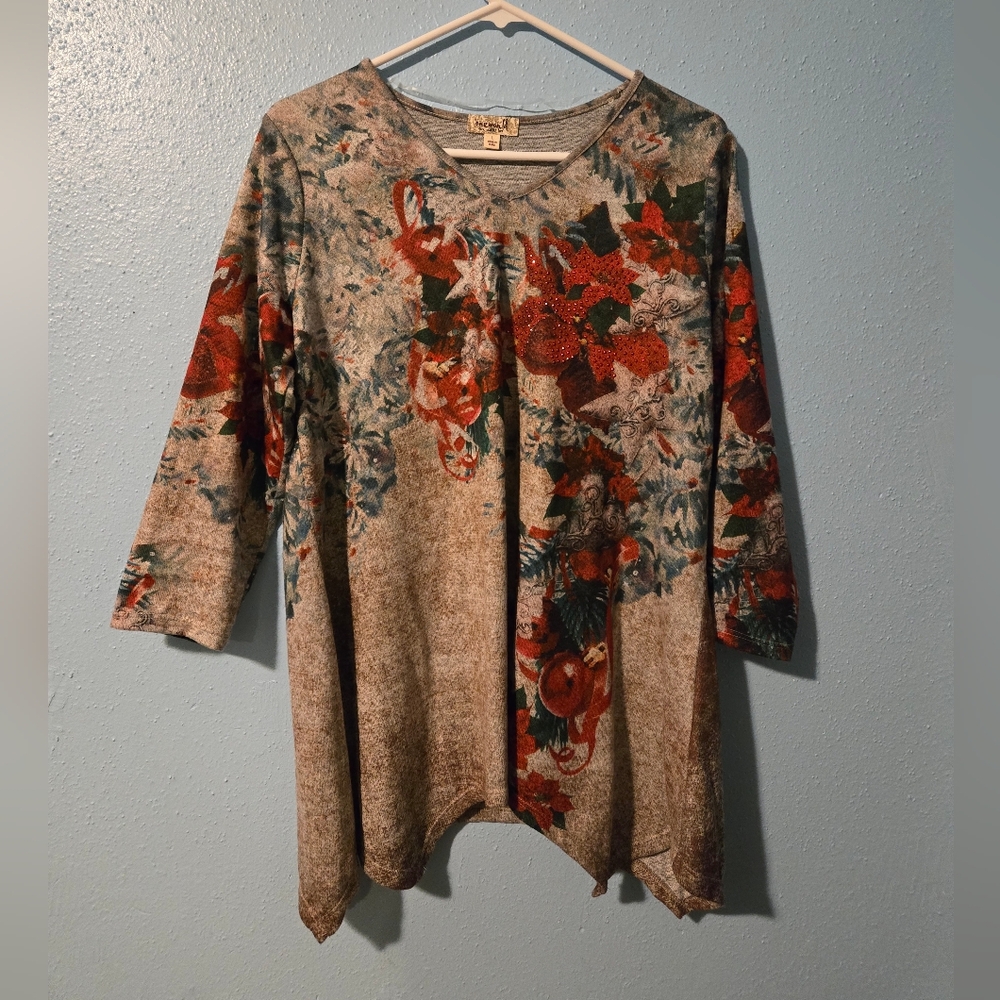 ONE WORLD Multicolor Floral Tunic Top